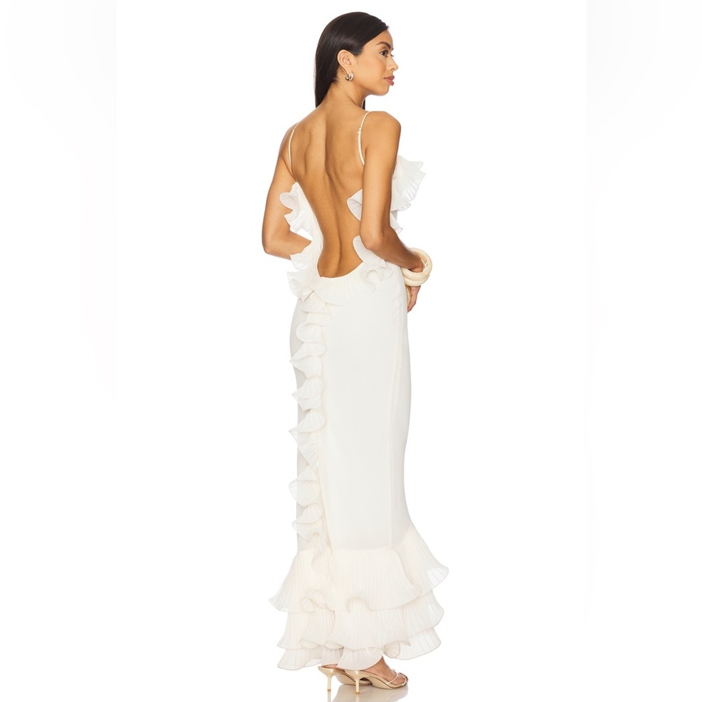Cream Ruffle Backless Dress - Picture 1 of 7